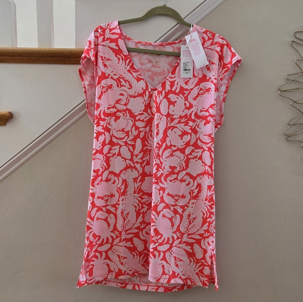 NWT Lilly Pulitzer Talli Coverup/dress In Coral Crab Collab - Picture 3 of 6